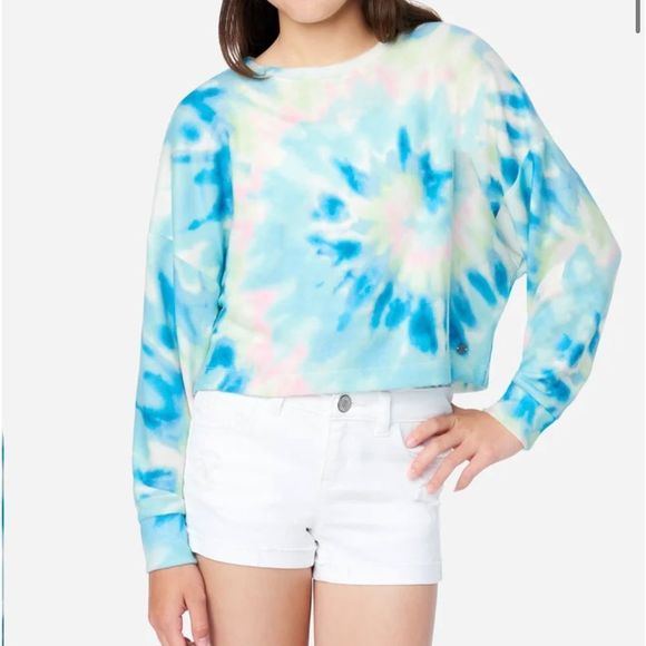 Lightweight Tie-Dye Hacci Cropped Pullover M(10) - Picture 1 of 2